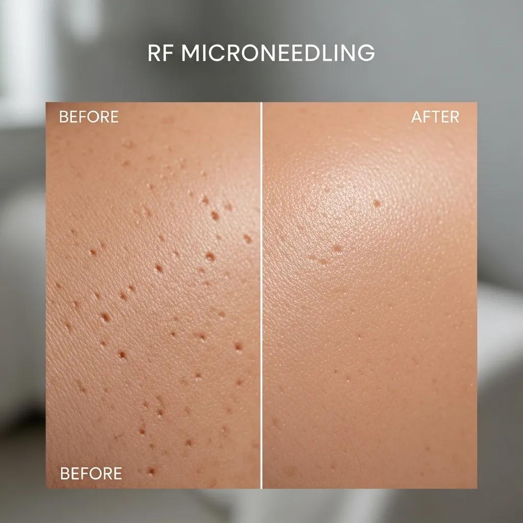 Before-and-after comparison of skin texture and tone after RF microneedling treatment